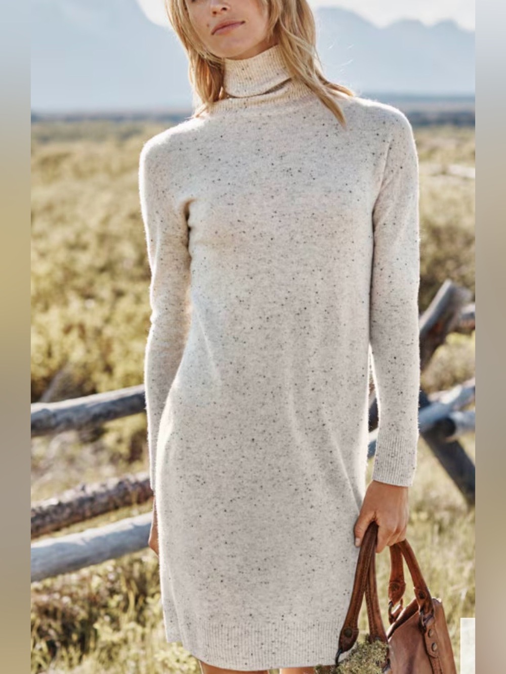 Garnet Hill 100% Merino Wool Long Sleeve Turtleneck Sweater Dress Size M